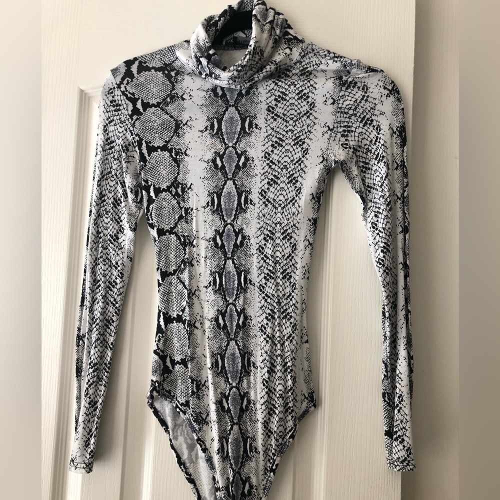 Snake print turtle neck bodysuit